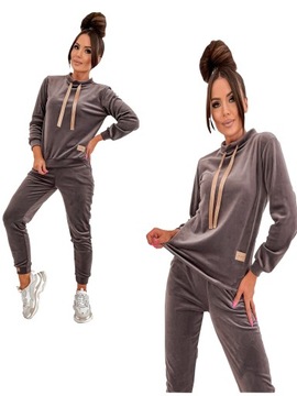 DAMSKI DRES WELUROWY ELISE GRAFIT ROZMIAR M