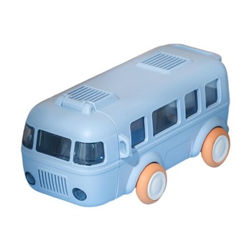 Kawaii Butelka na wodę ze słomkową zabawką Bus Sport Przenośna butelka do picia niebieska