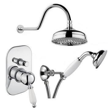 EPOCA Zestaw Wannowy Retro 2-drogowy, Chrom, Porcelana. Podtynk. 4 el. ZOVO