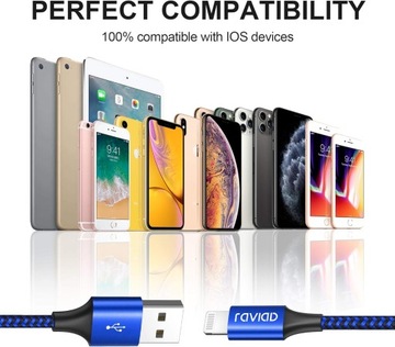 RAVIAD iPhone kabel do ładowania Lightning 3M