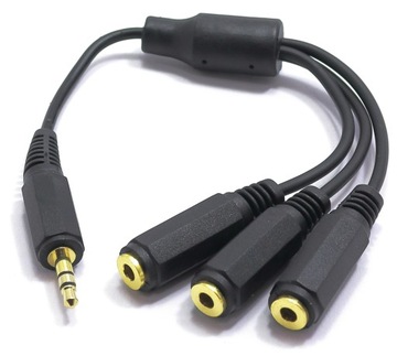 ADAPTER ROZDZIELACZ AUX WTYK JACK 3,5 STEREO 3X GNIAZDO JACK VITALCO JR18