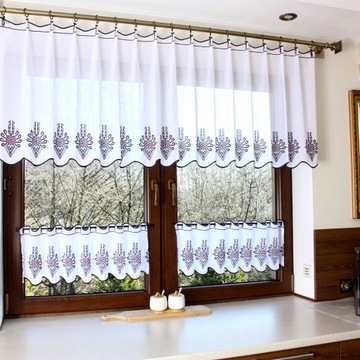 Штора Горец Народная Кухня Заздростка Белая Вышивка Парзеница высота 70