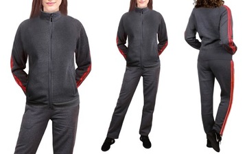 Ciepły DAMSKI dres z lampasami DRESY stójka 954 granat XL/XXL