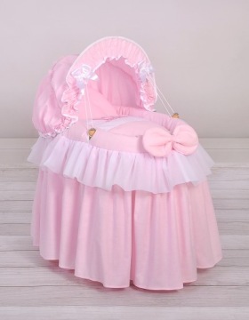 Візок для ляльок Кошик-колиска для ляльок з капюшоном LITTLE PRINCESS рожевий