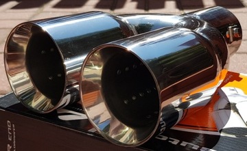 ВЫХЛОПНАЯ НАСАДКА БОЛЬШОЙ СЕРЕБРЯНЫЙ ХРОМ COOL ДВОЙНОЙ ДИФФУЗОР 2x76 мм