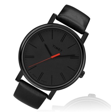 Czarny klasyczny na skórzanym pasku zegarek Timex T2N794 Unisex BOX+ Grawer