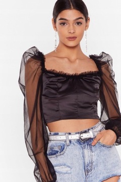 АТЛАСНЫЙ ТОП NASTY GAL С ДЛИННЫМИ РУКАВАМИ S