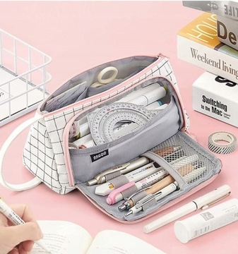 Пенал 3В1 с отделениями, БОЛЬШАЯ РАСШИРЯЕМАЯ КОСМЕТИЧЕСКАЯ СУМКА для посуды