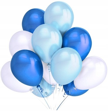Balony Średnie Mix Niebieski Biały 10 Sztuk