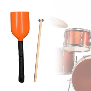 Cowbell z rączką Wygodny uchwyt z pałką perkusyjną i młotkiem Żółty L