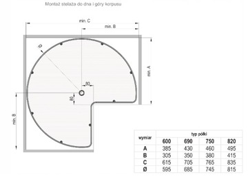 КРУИЗ Полка поворотная угловая 3/4 600 с тормозом, белый