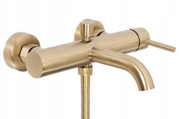 Смеситель для ванны Rea Настенный LUNGO Gold Brushed + Высокий смеситель Lungo