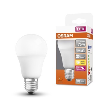 Żarówka LED E27 10,5W=75W 1055lm 2700K Ściemnialna OSRAM