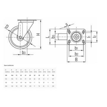 Колесо поворотное 160мм G71516 GEKO