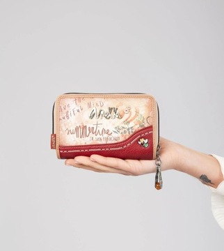 ANEKKE stylowy portfel damski portmonetka na zamek Peace & Love-Flower