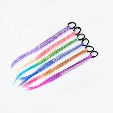 Косы на резинке, разноцветные косы с наращиванием.