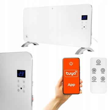 Grzejnik elektryczny szklany 2000W LED WiFi