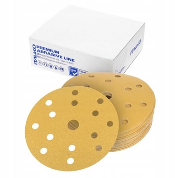 50x PAPIER ŚCIERNY NA RZEP 150mm 15H KRĄŻEK P80