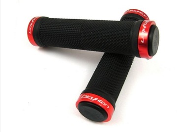 CHWYTY ROWEROWE GRIPY BICYKLON LOCK ON RED CZERWONE SKRECANE HIT