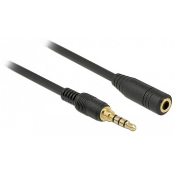 Przedłużacz AUDIO MINIJACK 3.5MM M/F 4 PIN 2M czarny dla IPHONE