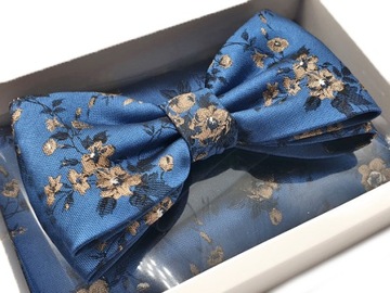 MUCHA MUSZKA MĘSKA NIEBIESKA WE WZORY + POSZETKA