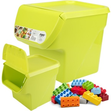 POJEMNIK DO PRZECHOWYWANIA NA KLOCKI, KREDKI, ZABAWKI VegBOX 13L LIMONKOWY
