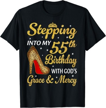 Stepping Into My 55th Birthday Women Leopard High Heel T-Shirt