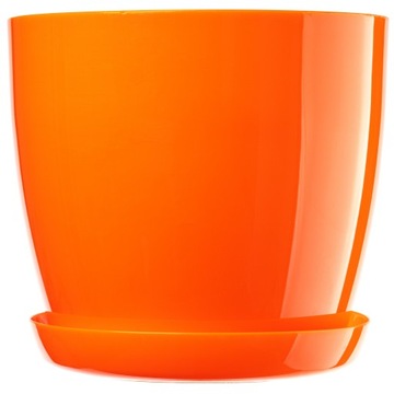 DONICZKA Z PODSTAWKĄ PLASTIKOWA OSŁONKA DONICA 18cm POMARAŃCZOWA KADAX