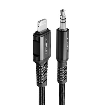 Kabel przewód audio AUX do iPhone MFI Lightning - 3.5mm mini jack 1.2m czar