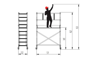 LEVVEL SOLID Передвижные алюминиевые леса длиной 4 м