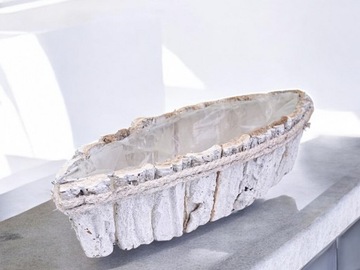 ДЕРЕВЯННЫЙ ЦВЕТОЧНЫЙ ГОРШОК ЦВЕТОЧНАЯ КРЫШКА С ФОЛЬГОЙ КРЕМОВЫЙ ДЕКОР БЕЛЫЙ 45 см