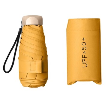 Compact Rain Cover Travel Sunshade Umbrella Yellow