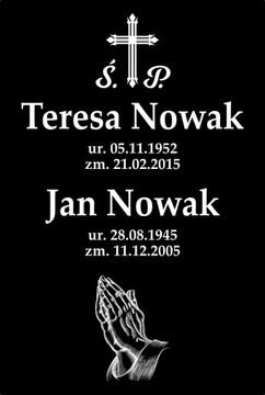 Tablica nagrobna tabliczka na grób na krzyż