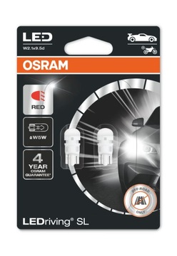OSRAM ŻARÓWKA LEDRIVING SL W5W CZERWONA BLISTER 2 SZT LED (BRAK ECE)