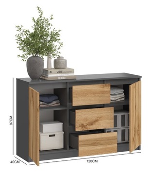 2D3SZ ГРАФИТОВЫЙ ШКАФ, ДУБ ВОТАН