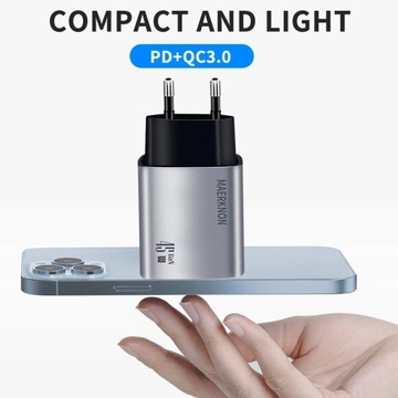 Зарядное устройство USB Type-C мощностью 45 Вт, быстрая зарядка, 2 порта USB PD, адаптер для мобильного телефона