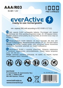 * EverActive NC-3000 SET + 4 x R03 AAA 1000 мАч