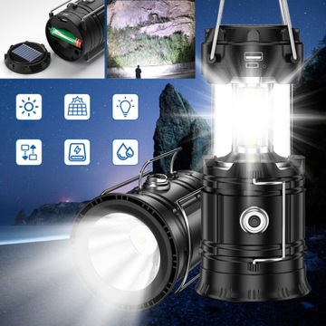 ТУРИСТИЧЕСКИЙ СОЛНЕЧНЫЙ POWERBANK КЕМПИНГОВЫЙ ФОНАРЬ 2В1