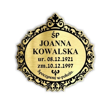 Tablica nagrobna GRUBA tabliczka na grób świecka