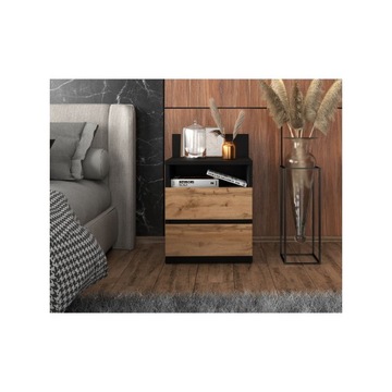 Прикроватная тумбочка, прикроватная тумбочка, черный дуб Wotan, 40 см, 2S, полка, мебель для спальни