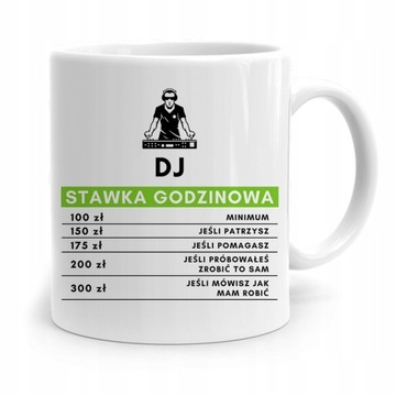 DLA DJA MUZYKA KUBEK DJ STAWKA GODZINOWA PREZENT z Nadrukiem ze Zdjęciem