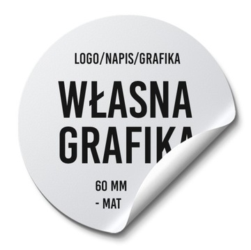 NAKLEJKI LOGO WŁASNA GRAFIKA - NAKLEJKI MATOWE 6CM 12 SZT.