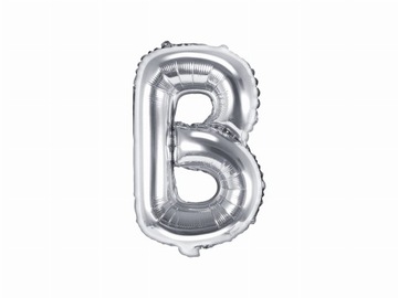 Balon foliowy Litera "B", 35cm, srebrny