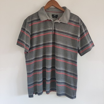 XL HUGO BOSS koszula polo regular fit mercerised paski szary czerwień