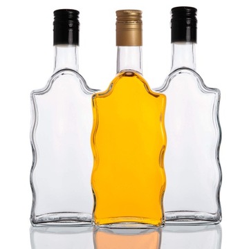5X BUTELKA SZKLANA FALA 500ML +ZAKR. DŁUGA NA WINO NALEWKĘ WÓDKĘ WHISKY RUM