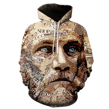 BLUZA MĘSKA 3D KAPTUR VIKING RAGNAR LOTHBROK S