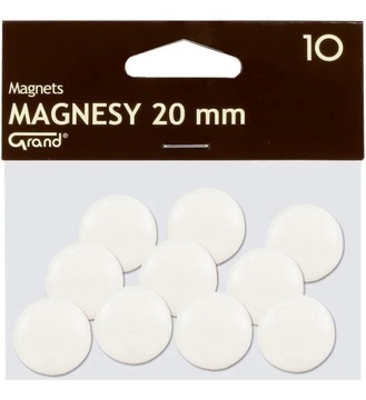 Plastikowe MAGNESY na lodówkę tablice 20mm białe 10szt GRAND