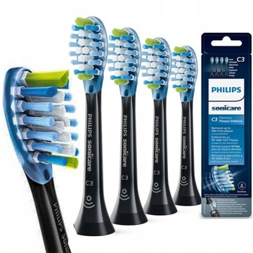4x Oryginalne końcówki Philips Sonicare C3 Premium Plague Defence Czarne-17