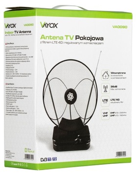 ВНУТРЕННЯЯ ТЕЛЕВИЗИОННАЯ АНТЕННА АКТИВНАЯ DVB-T2 МОЩНАЯ 4K VAYOX