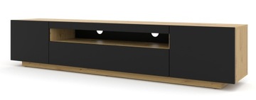 Szafka RTV 200 cm stojąca dąb artisan czarny